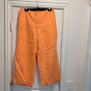 Beautiful J Jill size small tangerine color, linen crops or ankle pants